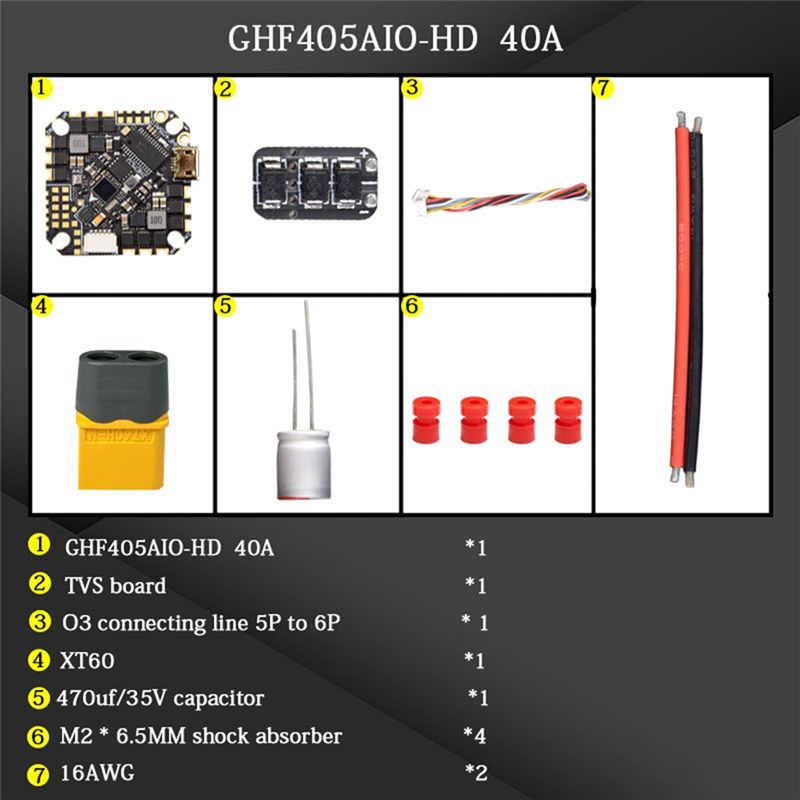 Drone Racing Flight Controller - Controlador de Voo AIO ABTI-GHF405AIO-HD 40A