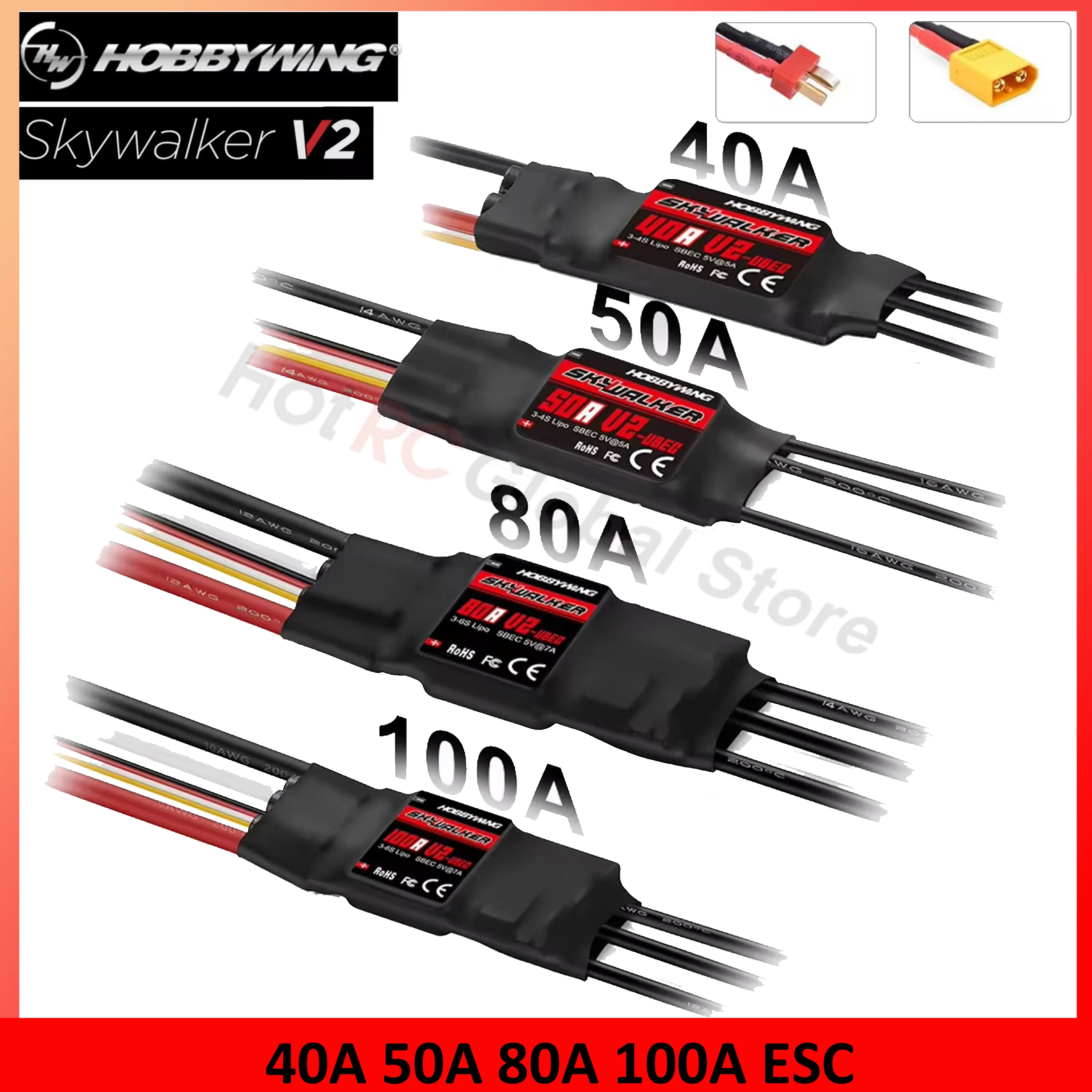 Drone Racing Motor - HOBBYWING-Controlador de velocidade Skywalker Brushless ESC,